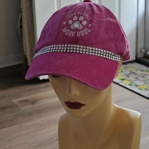 Pink Cap with Rhinestone Band For Fashionable Doggy Mamas
